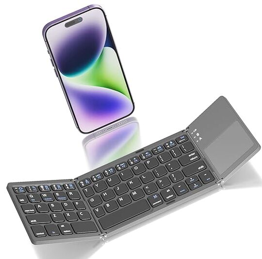 RuhZa Foldable Bluetooth Keyboard with Touchpad Portable Wireless Keyboard